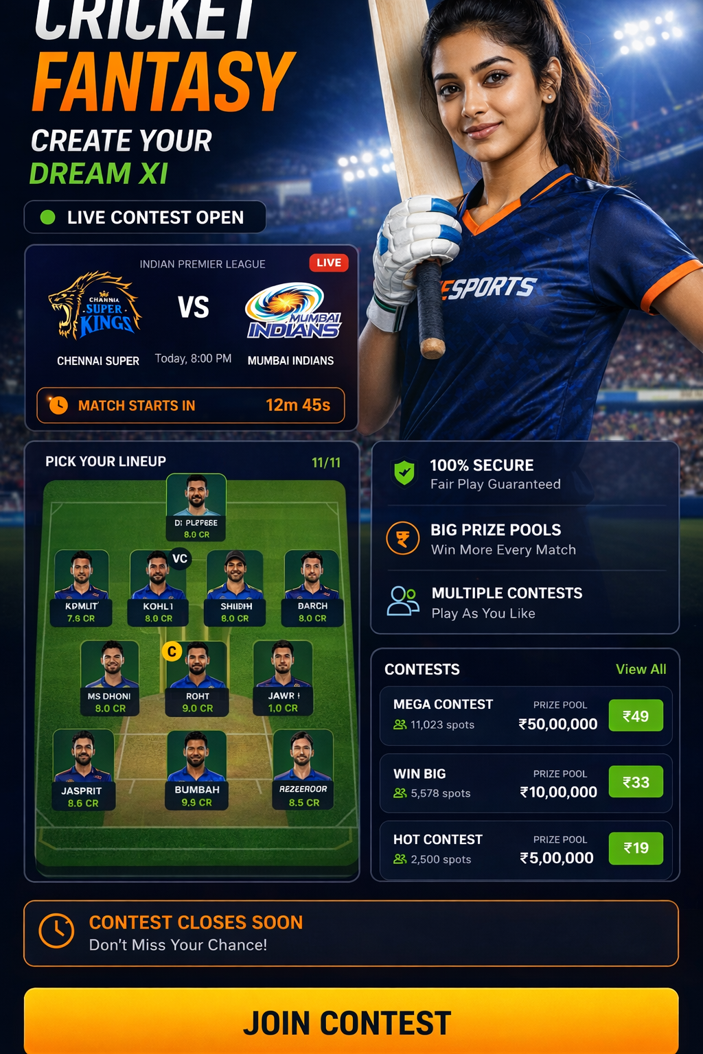 Come App Go cricket matchday visual